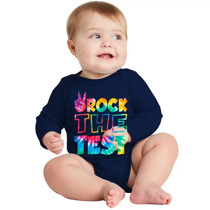 Rock The Test Testing Day Retro Motivational Teacher Student Baby Long Sleeve Bodysuit