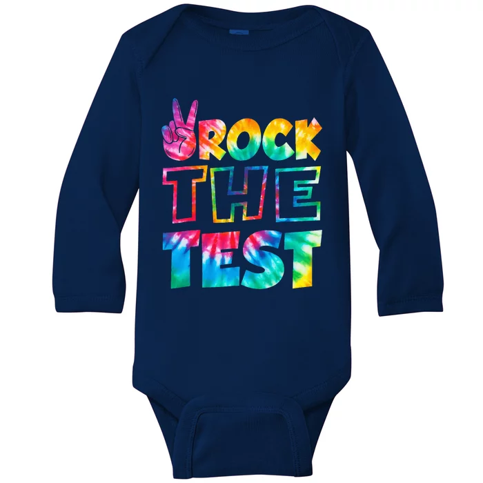 Rock The Test Testing Day Retro Motivational Teacher Student Baby Long Sleeve Bodysuit