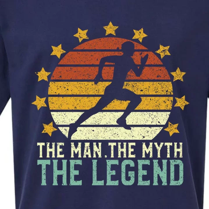 Running The The Myth The Legend 5k Marathon Track Runner Funny Gift Sueded Cloud Jersey T-Shirt