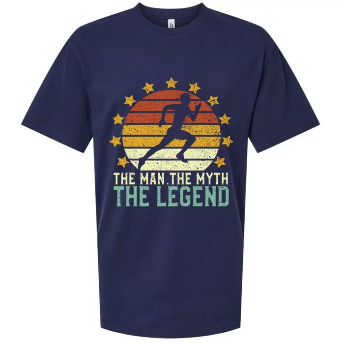 Running The The Myth The Legend 5k Marathon Track Runner Funny Gift Sueded Cloud Jersey T-Shirt