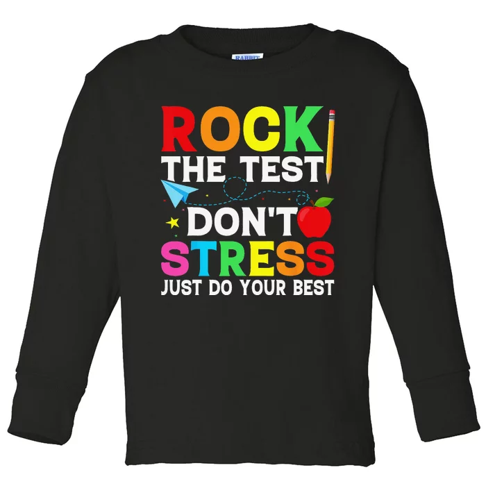 Rock The Test Testing Day Retro Motivational Teacher Student Toddler Long Sleeve Shirt