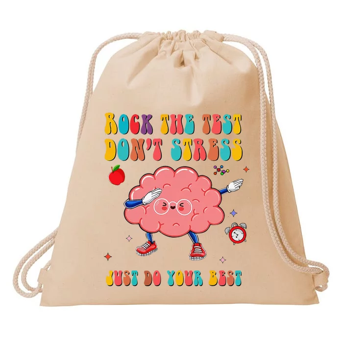 Rock the Test Don't Stress Testing Day Teacher Student Gift Drawstring Bag