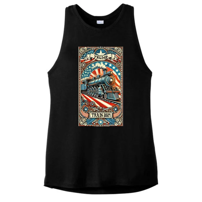 Retro Trump Tarot Card 2024 Ladies Tri-Blend Wicking Tank