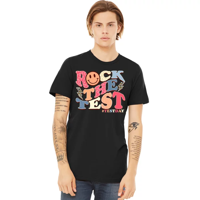 Rock The Test Testing Day Retro Motivational Teacher Student Premium T-Shirt