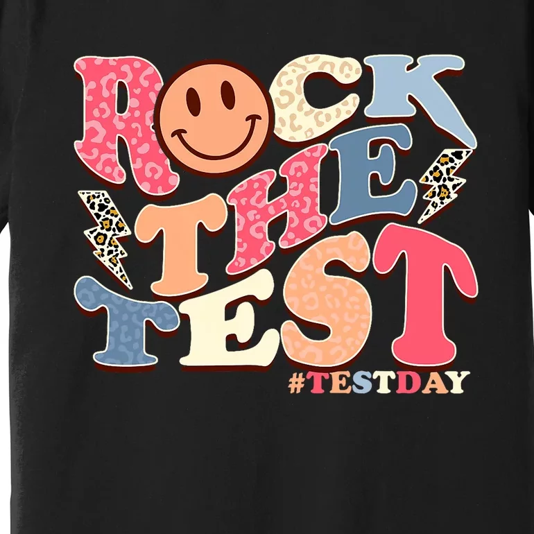 Rock The Test Testing Day Retro Motivational Teacher Student Premium T-Shirt