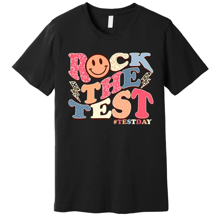 Rock The Test Testing Day Retro Motivational Teacher Student Premium T-Shirt