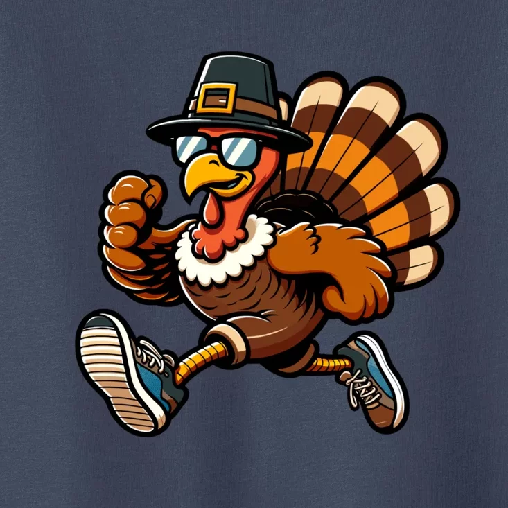 Running Turkey Turkey Trot Running Thanksgiving Toddler T-Shirt