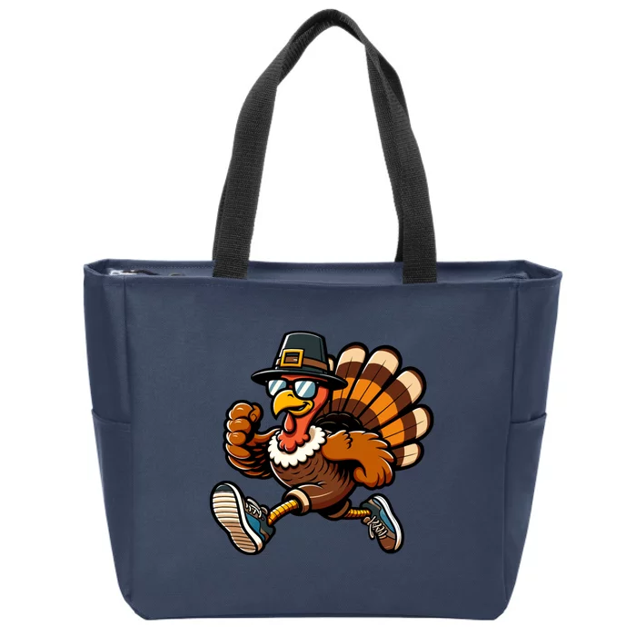 Running Turkey Turkey Trot Running Thanksgiving Zip Tote Bag