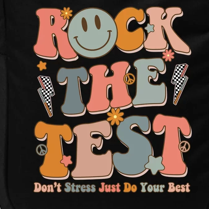 Rock The Test Dont Stress Just Do Your Best Teacher Retro Impact Tech Backpack