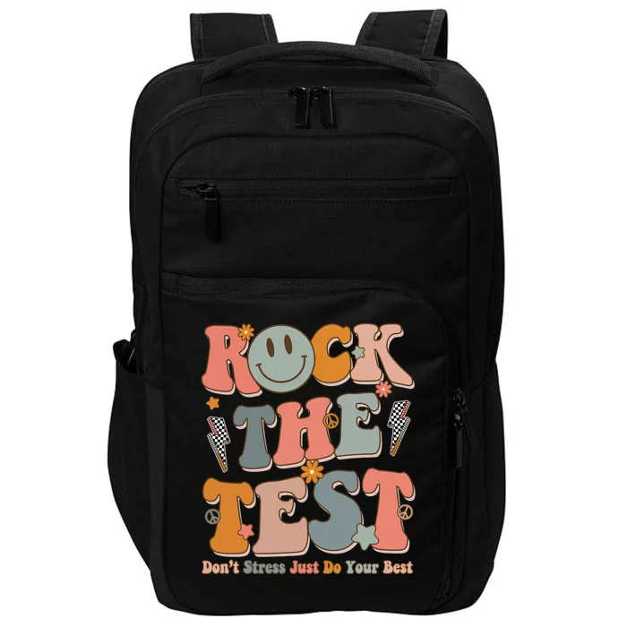 Rock The Test Dont Stress Just Do Your Best Teacher Retro Impact Tech Backpack