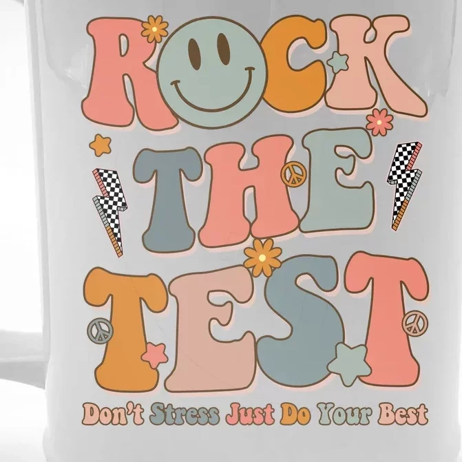 Rock The Test Dont Stress Just Do Your Best Teacher Retro Front & Back Beer Stein