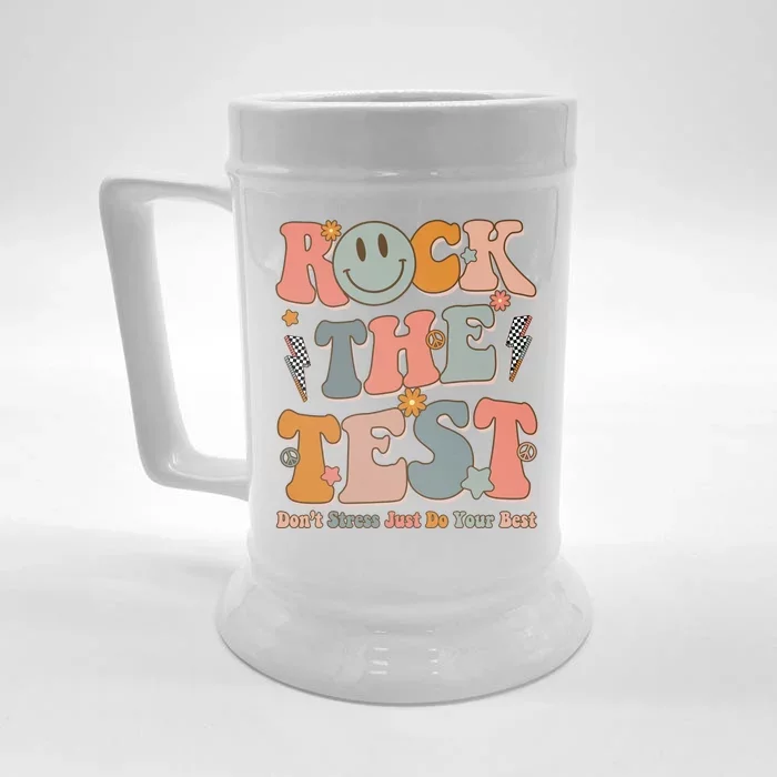 Rock The Test Dont Stress Just Do Your Best Teacher Retro Front & Back Beer Stein