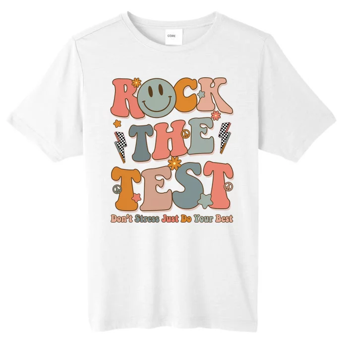 Rock The Test Dont Stress Just Do Your Best Teacher Retro ChromaSoft Performance T-Shirt