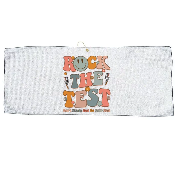 Rock The Test Dont Stress Just Do Your Best Teacher Retro Large Microfiber Waffle Golf Towel