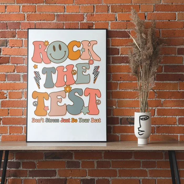 Rock The Test Dont Stress Just Do Your Best Teacher Retro Poster