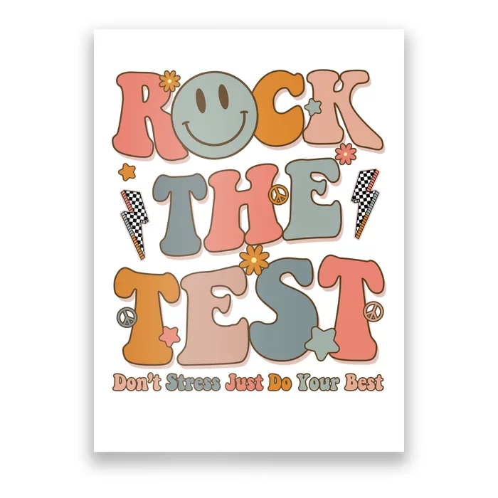 Rock The Test Dont Stress Just Do Your Best Teacher Retro Poster