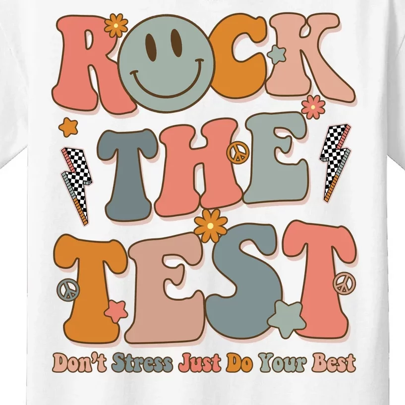 Rock The Test Dont Stress Just Do Your Best Teacher Retro Kids T-Shirt