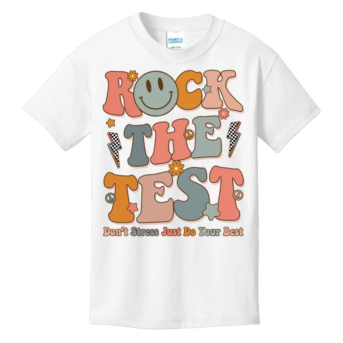 Rock The Test Dont Stress Just Do Your Best Teacher Retro Kids T-Shirt