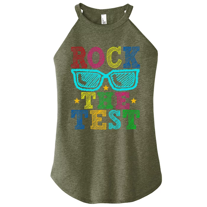 Rock The Test Testing Day Teacher Women’s Perfect Tri Rocker Tank