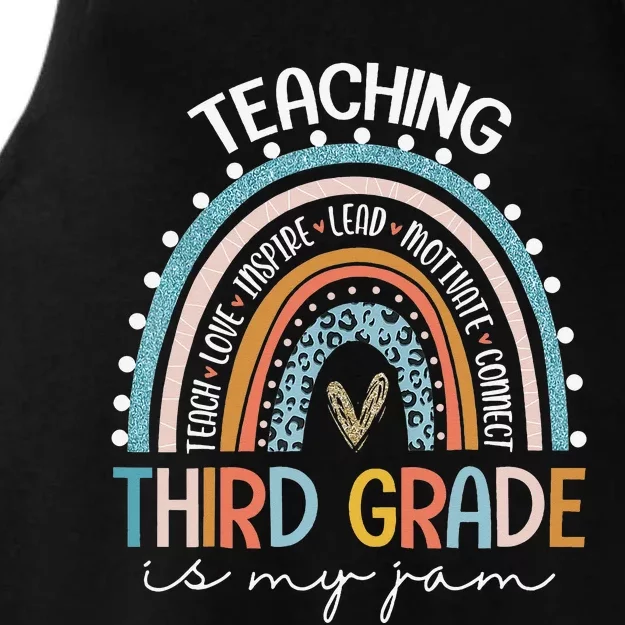 Rainbow Teaching Third Grade Is My Jam First Day Teacher Ladies Tri-Blend Wicking Tank