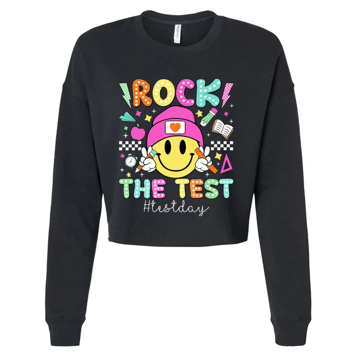 Rock The Test Testing Day Motivational Teachers Students Cropped Pullover Crew