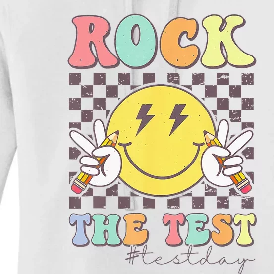 Rock The Test Testing Day Retro Motivational Teacher Student Women's Pullover Hoodie