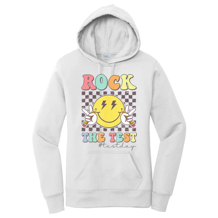 Rock The Test Testing Day Retro Motivational Teacher Student Women's Pullover Hoodie