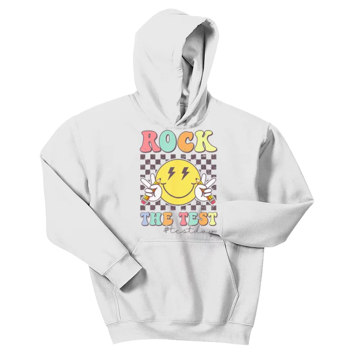 Rock The Test Testing Day Retro Motivational Teacher Student Kids Hoodie