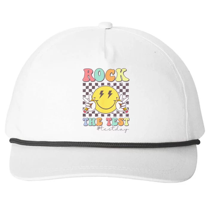 Rock The Test Testing Day Retro Motivational Teacher Student Snapback Five-Panel Rope Hat