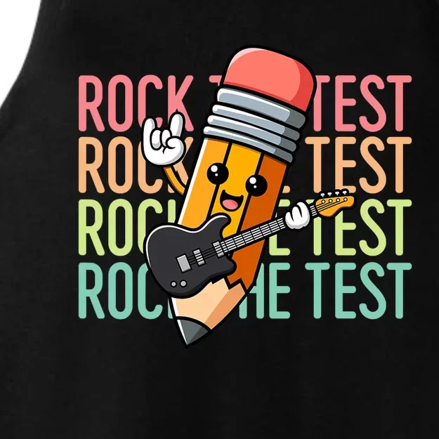 Rock The Test Day Teacher Testing Day Ladies Tri-Blend Wicking Tank