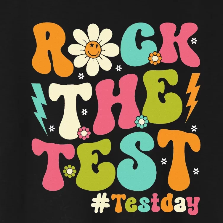 Rock The Test Motivational Retro Teachers Women's Crop Top Tee