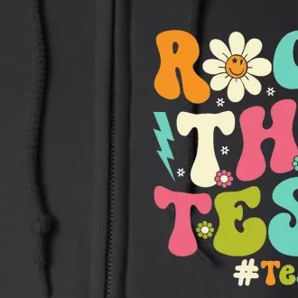 Rock The Test Motivational Retro Teachers Full Zip Hoodie