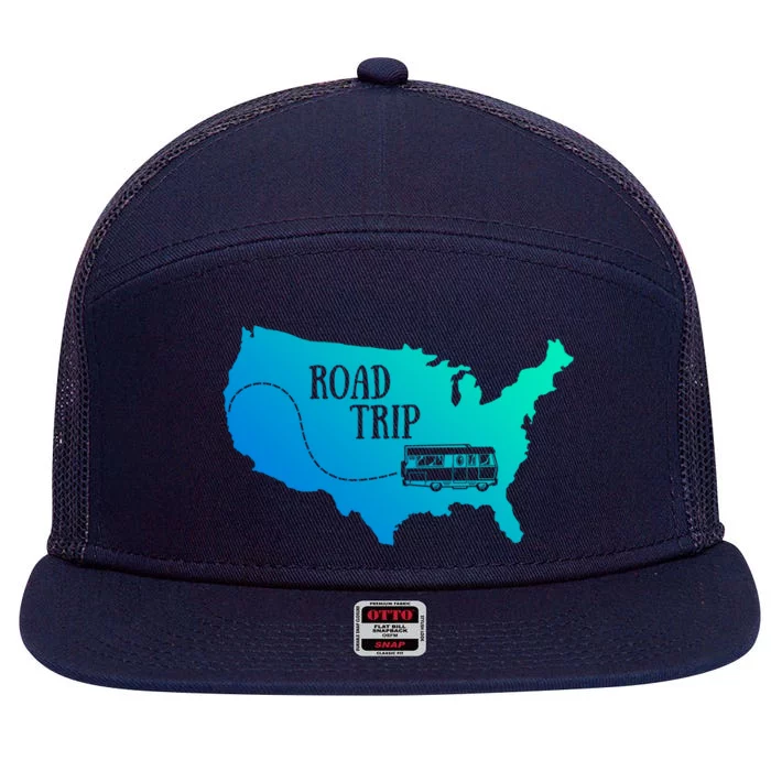 Road Trip Travel Camping Family Vacation Funny Gift 7 Panel Mesh Trucker Snapback Hat