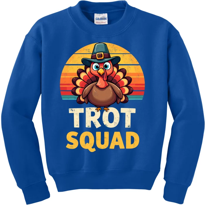 Retro Turkey Trot Squad Thanksgiving Day Harvest Festival Gift Kids Sweatshirt