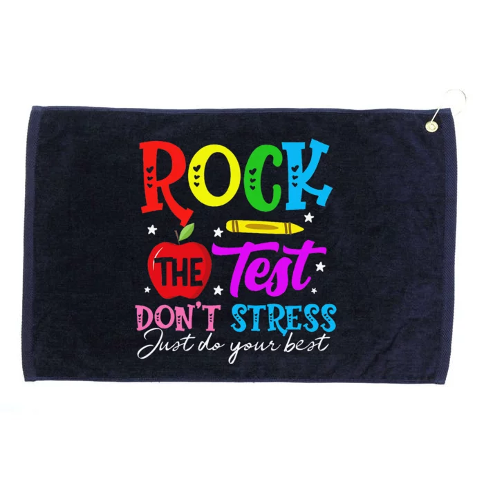 Rock The Test DonT Stress Just Do Your Best Teacher Grommeted Golf Towel