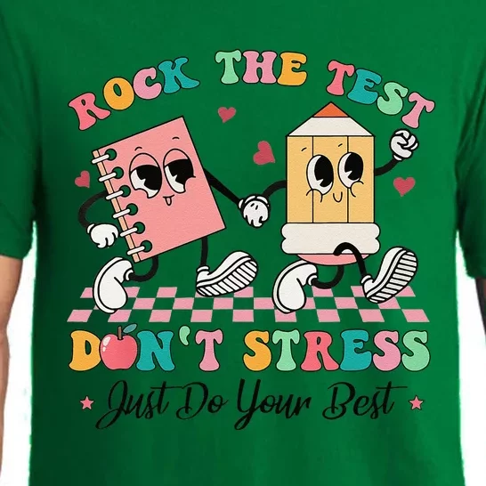 Rock The Test Dont Stress Testing Day Groovy Teacher Student Pajama Set