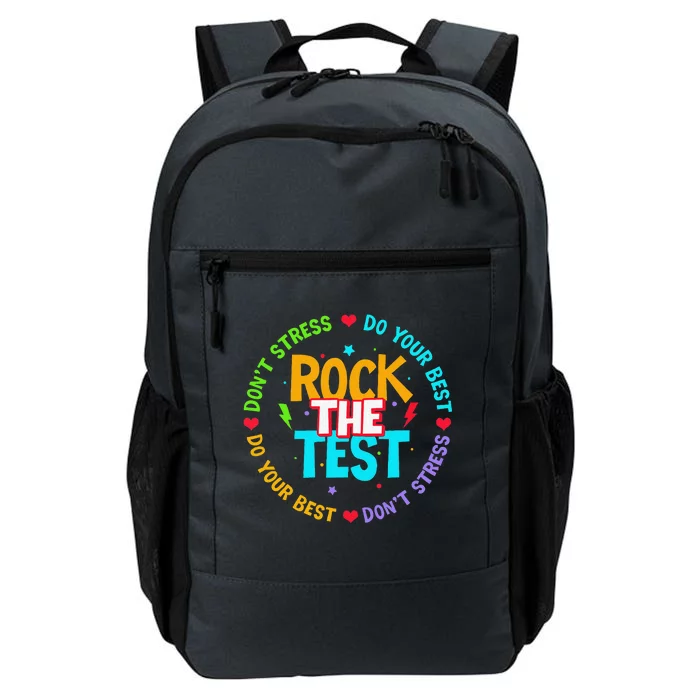 Rock The Test Dont Stress Testing Day For Teacher Daily Commute Backpack