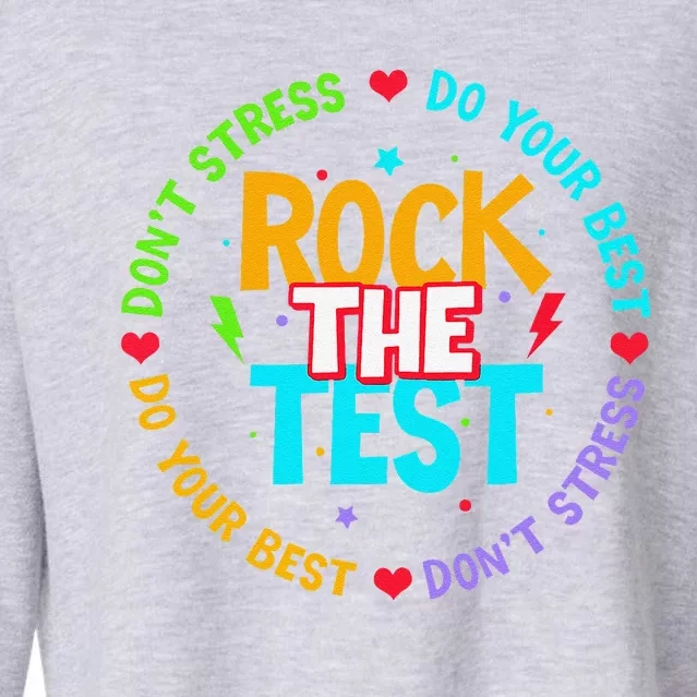 Rock The Test Dont Stress Testing Day For Teacher Cropped Pullover Crew