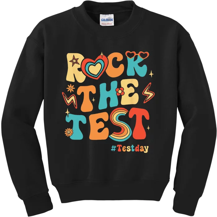 Rock The Test Groovy Motivational Teacher Testing Kids Sweatshirt