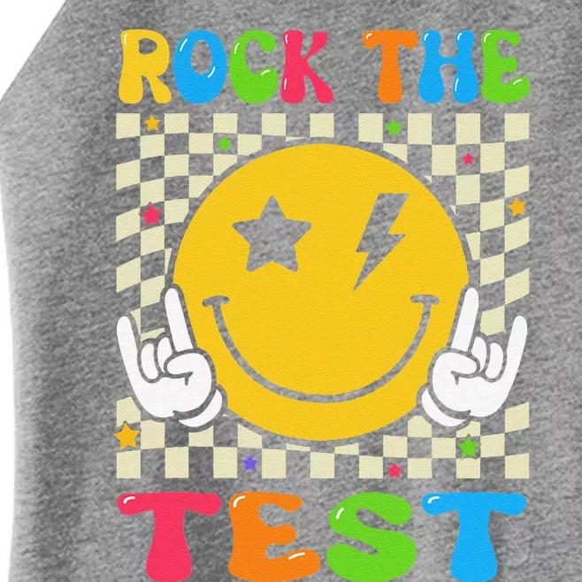 Rock The Test Funny Testing Day Women’s Perfect Tri Rocker Tank