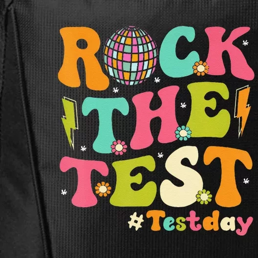 Rock The Test Testing Day Retro Motivational Teacher Student City Backpack