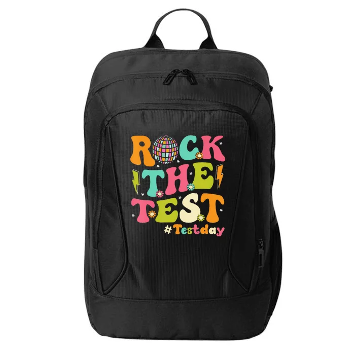 Rock The Test Testing Day Retro Motivational Teacher Student City Backpack