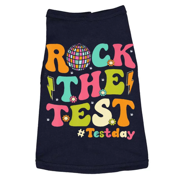 Rock The Test Testing Day Retro Motivational Teacher Student Doggie Tank