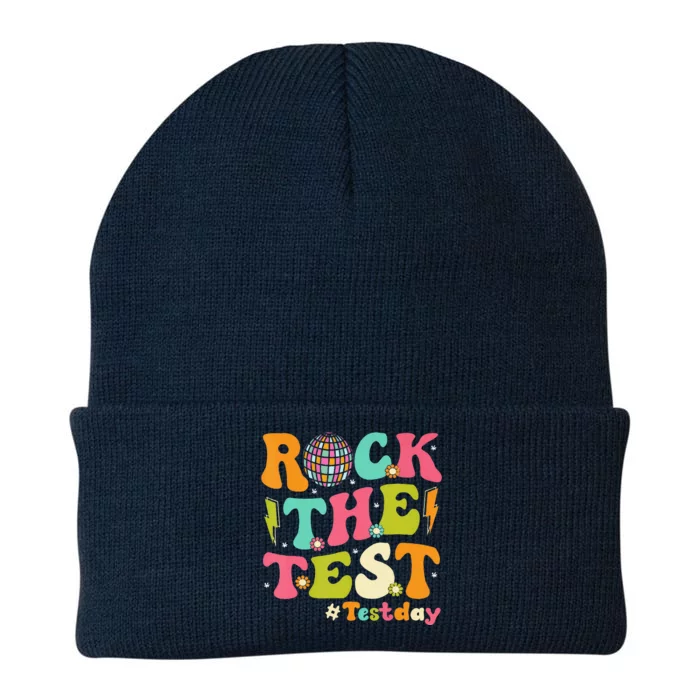 Rock The Test Testing Day Retro Motivational Teacher Student Knit Cap Winter Beanie