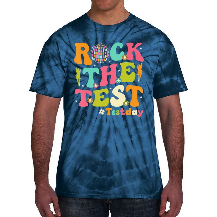 Rock The Test Testing Day Retro Motivational Teacher Student Tie-Dye T-Shirt