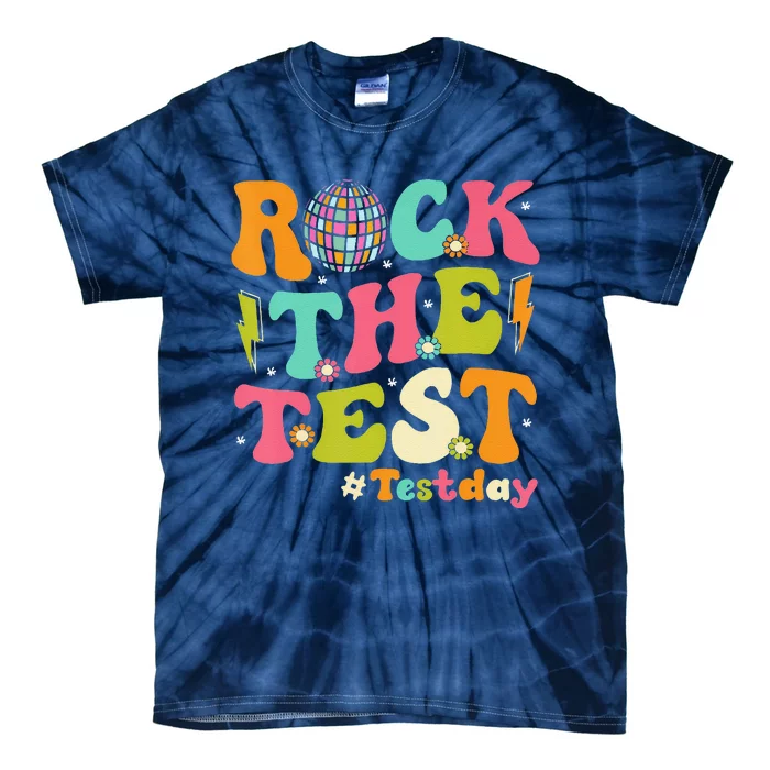 Rock The Test Testing Day Retro Motivational Teacher Student Tie-Dye T-Shirt