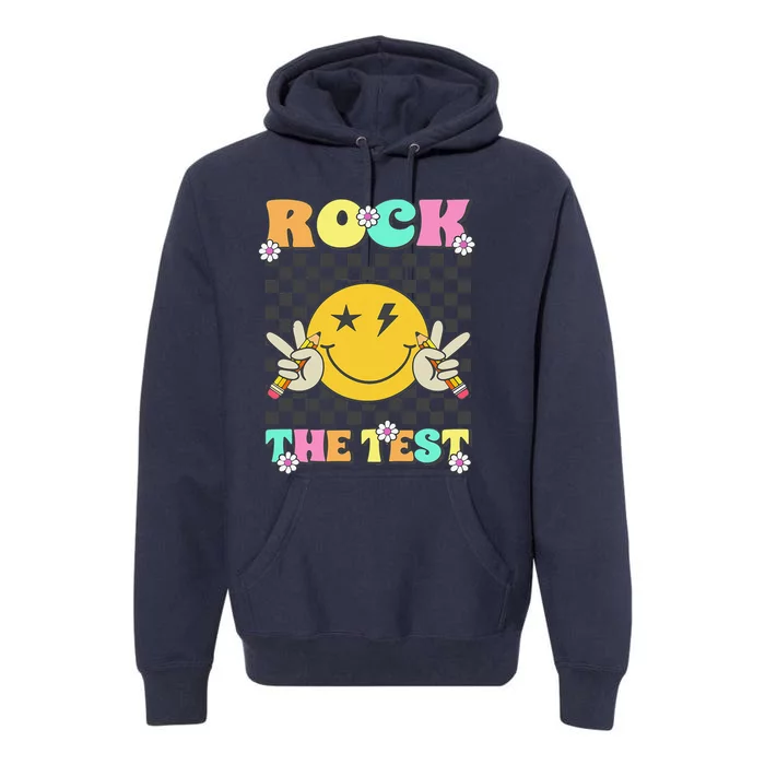 Rock The Test Testing Day Retro Motivational Teacher Student Premium Hoodie