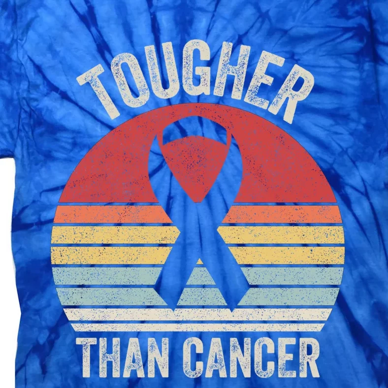 Retro Tougher Than Cancer Ribbon Breast Cancer Awareness Gift Tie-Dye T-Shirt