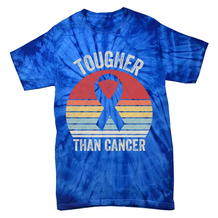 Retro Tougher Than Cancer Ribbon Breast Cancer Awareness Gift Tie-Dye T-Shirt