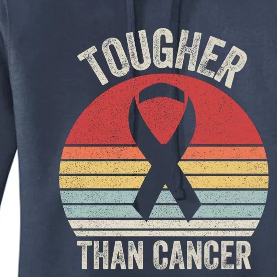 Retro Tougher Than Cancer Ribbon Breast Cancer Awareness Gift Women's Pullover Hoodie